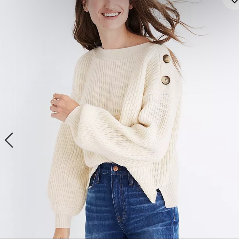 Madewell boatneck bubble-sleeve pullover sweater